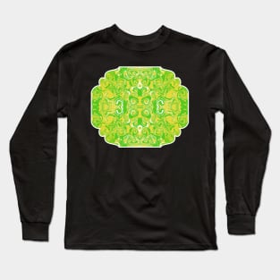 Green and Yellow Marble Swirl Abstract Art Design Long Sleeve T-Shirt